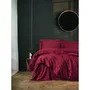 Satin King - Ensemble de Housses de Couette - 1 Housse 220 x 240 cm + 2 Taies d'Oreiller 60 x 60 cm - Satin 100% Coton - Rouge Bordeaux - Impression Réactive - 211 Fils