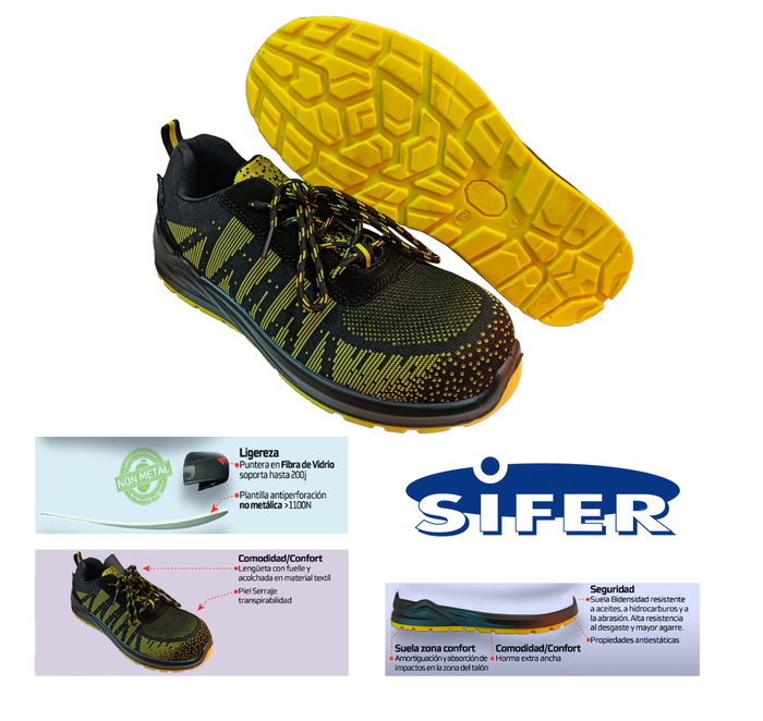 SIFER Zapatilla de sécurité LEDE7-41 S1P SRC SIFER Zapatilla de sécurité LEDE7-41 S1P SRC