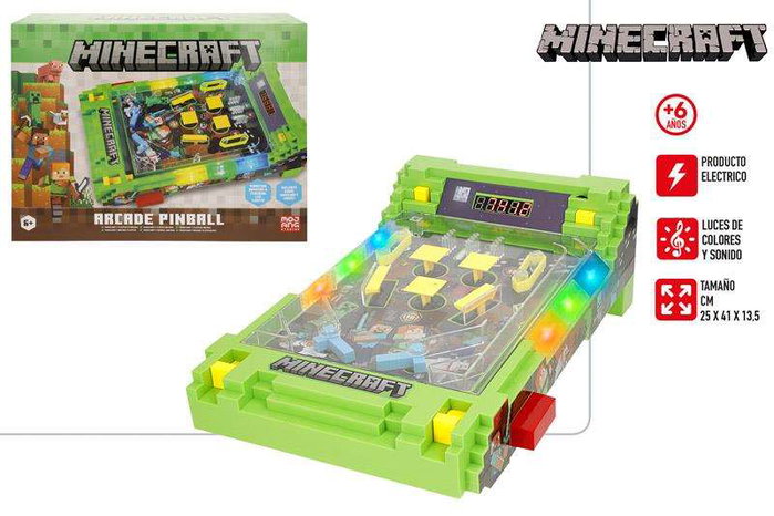 Color Baby Juego pinball arcade-overworld minecraft - Jeu de flipper arcade avec thème Overworld Minecraft, dimensions 43x95x34 cm, pour enfants à partir de 3 ans