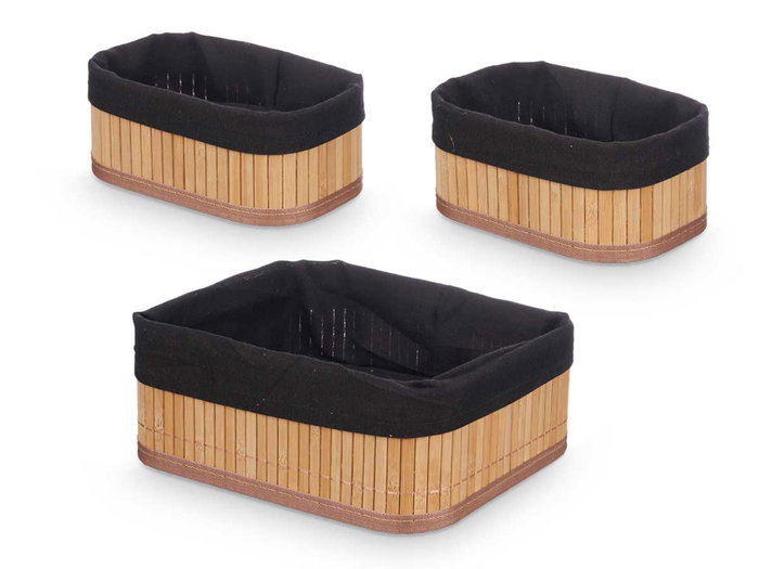 KIPIT Set de 3 organisateurs en bambou noir 2 tailles