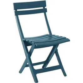 Grosfillex Chaise pliante MIAMI Bleu minéral - Chaise de jardin pliable, design ergonomique