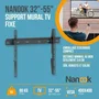 Support Mural TV Nanook NANOOK Ultra Plat Noir pour Téléviseurs LCD/LED 32-55" (jusqu'à 80 kg), Compatible VESA 100x100 à 400x400 mm