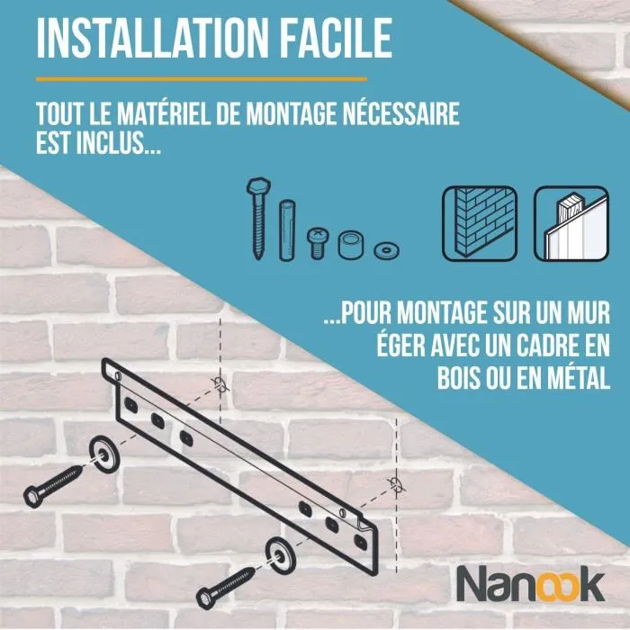 Support Mural TV Nanook NANOOK Ultra Plat Noir pour Téléviseurs LCD/LED 32-55" (jusqu'à 80 kg), Compatible VESA 100x100 à 400x400 mm