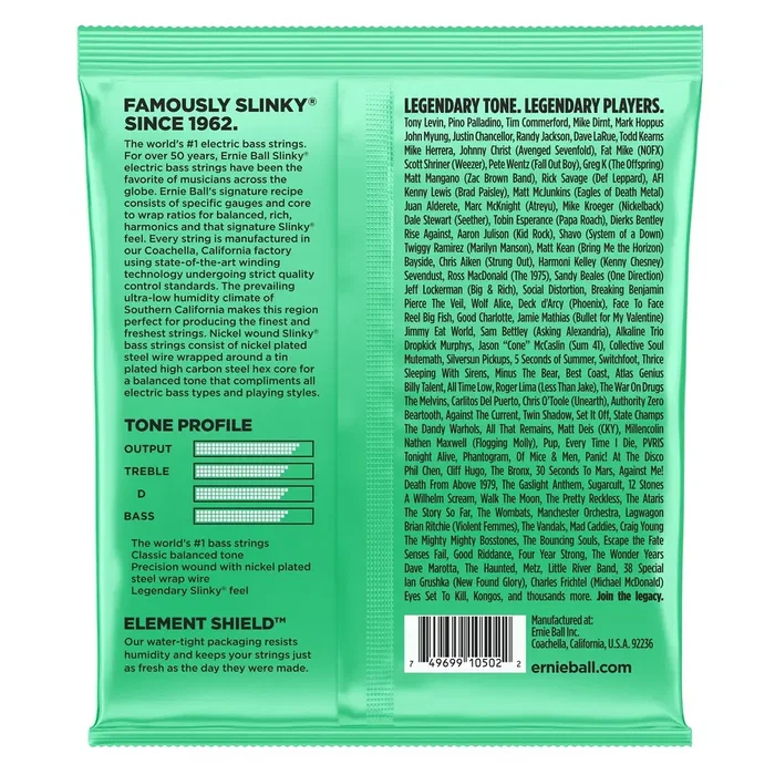 Ernieball Hyper Slinky Bass 40-100 Corder pour Basse Électrique 4 Cordes