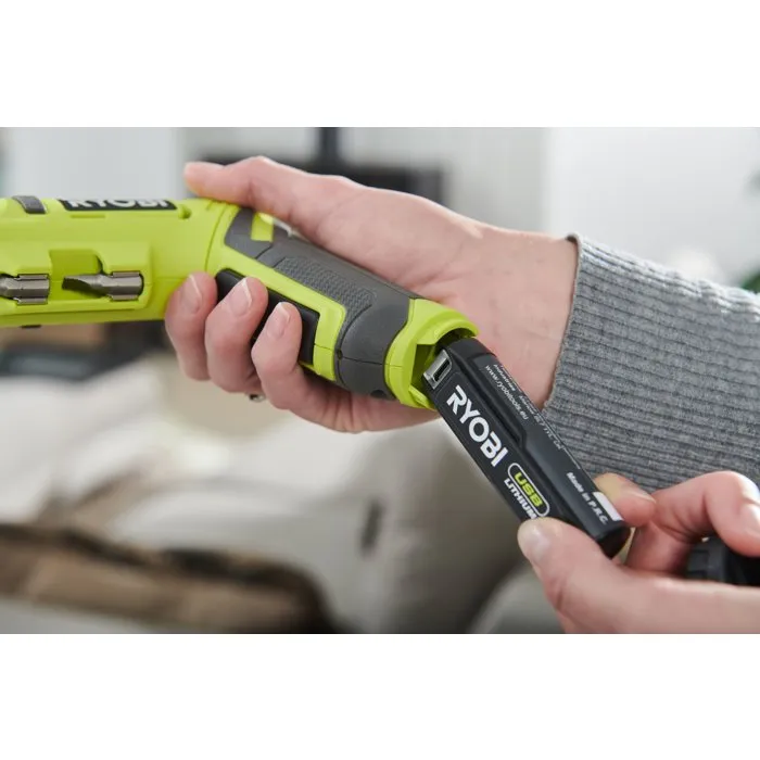 Ryobi Tournevis électrique 4V USB Lithium RSDP4-120G avec batterie 2Ah et chargeur Ryobi Tournevis électrique 4V USB Lithium RSDP4-120G avec batterie 2Ah et chargeur