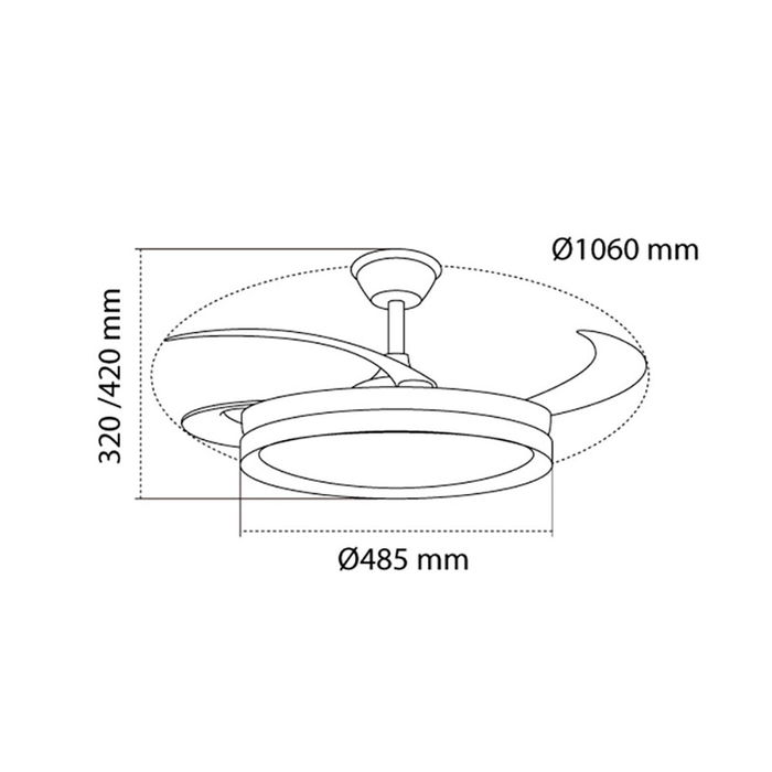 Ventilateur de Plafond CristalRecord EVO RETRAC Blanc 72 W