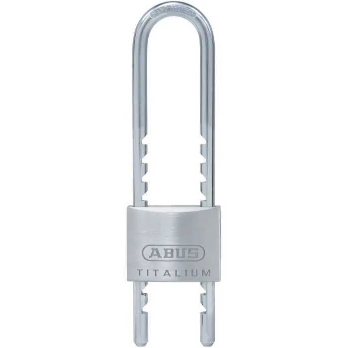 Cadenas Abus 64TI/50HB60-150 B/DFNLI Titalium, Corps Aluminium, Clé Paracentrique, Longueur Anse 60-150 mm, Diamètre 8 mm Cadenas Abus 64TI/50HB60-150 B/DFNLI Titalium, Corps Aluminium, Clé Paracentrique, Longueur Anse 60-150 mm, Diamètre 8 mm