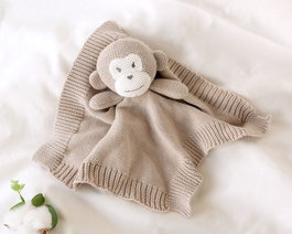 KioKids Doudou singe en coton gris, collection Cotton Friends - Jouet d'éveil doudou en peluche pour bébé à partir de 2 mois