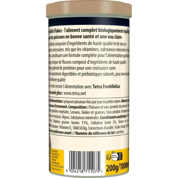 Tetra TetraMin Flocons - Aliment complet pour poissons tropicaux d'aquarium - 1 L - Formule BioActive, pour croissance saine, vitalité et eau propre
