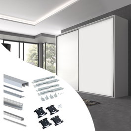 Emuca Kit de ferrures Placard 90 pour 2 portes coulissantes, profilé Vall, épaisseur 19mm, anodisé mat