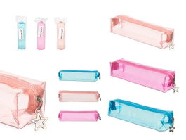 Pincello Étui Transparent Assorti Taille Unique 20x4.5x5 cm Plastique - Couleurs Aléatoires (Bleu, Saumon, Rose) (Set de 24)