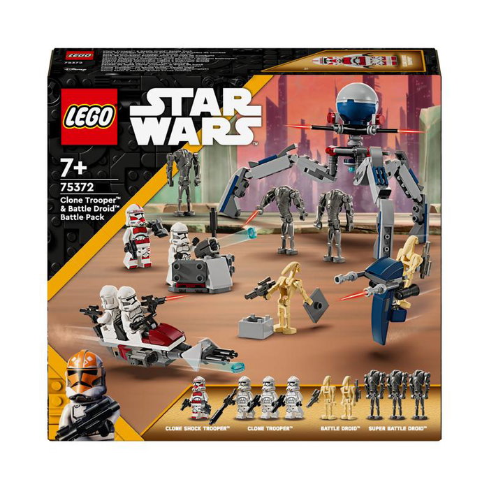 LEGO Star Wars Pack de Combat des Clone Troopers et Droides de Combat 75372 avec Speeder Bike et figurines