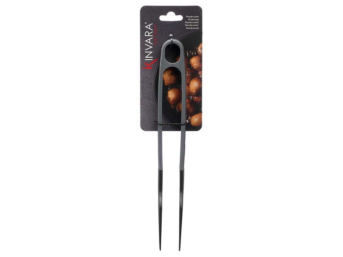 KINVARA Pince de cuisine large avec support Noir + gris