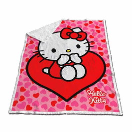 SANRIO Couverture Hello Kitty en Sherpa à poils longs, 120 x 150 cm