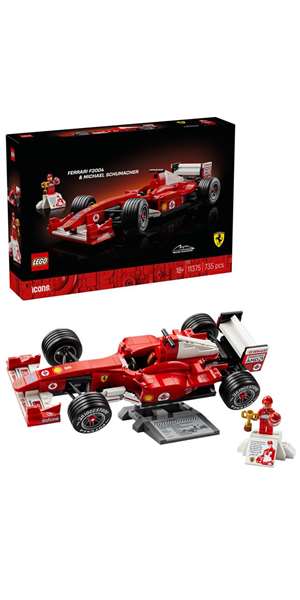 LEGO Icons 11375 Maquette Ferrari F2004 F1 et Michael Schumacher - Set de Construction Adulte pour Fans de Formule 1