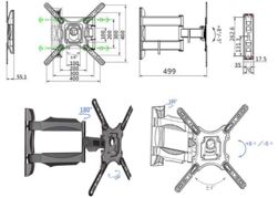 Ernitec Support mural pour 1 moniteur de 32 à 60 pouces, inclinaison -5° à +8°, pivot 180°, compatible VESA 100x100 à 400x400, charge 31,8 kg