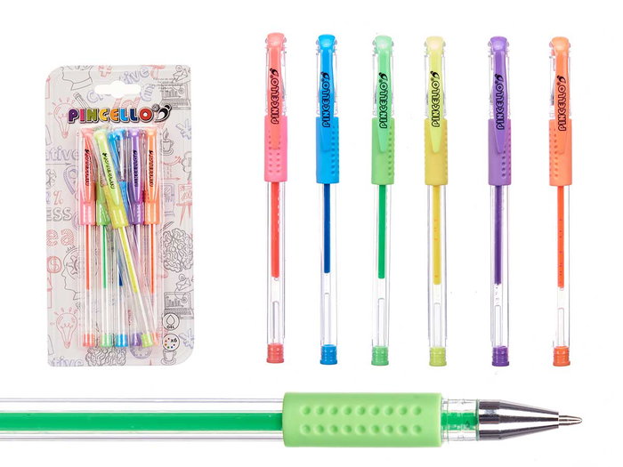 Pincello Lot de 6 Stylos Gel Fluorescents - Couleurs Assorties - 10 x 21 x 3 cm (Set de 24) Pincello Lot de 6 Stylos Gel Fluorescents - Couleurs Assorties - 10 x 21 x 3 cm (Set de 24)