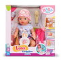 Zapf Creation Baby Born Lena Cuidaditos - Poupée interactive 36 cm avec 6 fonctions (boit, mouille la couche, dort...) et 13 accessoires
