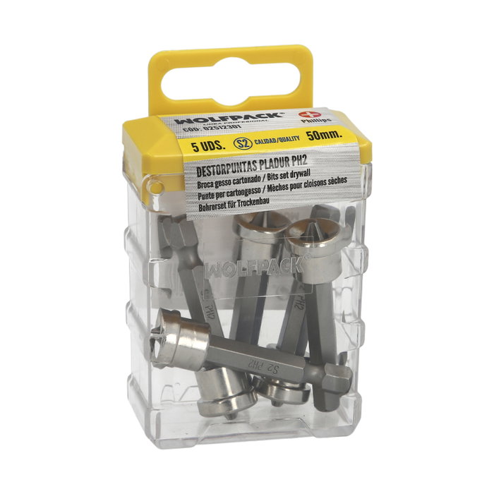 WOLFPACK LINEA PROFESIONAL Embout de vissage PH2 50 mm pour Placo (Lot de 5) WOLFPACK LINEA PROFESIONAL Embout de vissage PH2 50 mm pour Placo (Lot de 5)