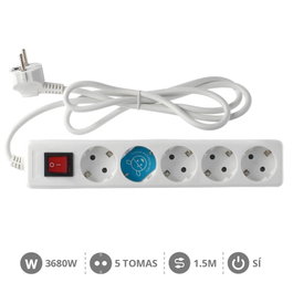 GSC Evolution Multiprise série Standard 5 prises avec interrupteur, 1,5 m, blanc
