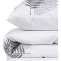 Parure de lit 240 x 220 cm - 1 housse de couette + 2 taies d'oreiller 60x60 cm - 65% coton 35% polyester - Gris et blanc - 120 fils