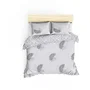 Parure de lit 240 x 220 cm - 1 housse de couette + 2 taies d'oreiller 60x60 cm - 65% coton 35% polyester - Gris et blanc - 120 fils