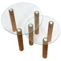 Home Deco Factory Jeu de 2 tables gigognes rouge avec verre trempé