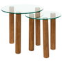 Home Deco Factory Jeu de 2 tables gigognes rouge avec verre trempé