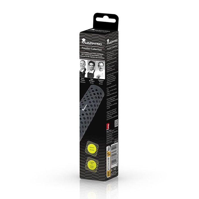 Masterpro Bgmp-7701 Lot de 2 tapis de cuisson en silicone noir 19x19x0.12 cm