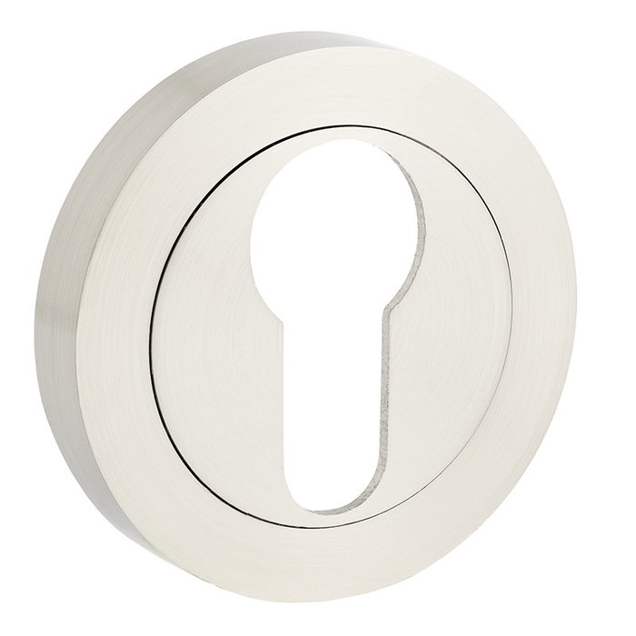 BYP Bocallave Redondo Zamak Yale - Cylindre de serrure rond en zamak, finition nickel satiné avec inserts cuir et noir mat