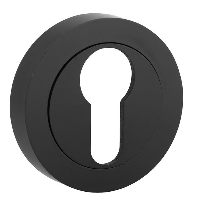 BYP Bocallave Redondo Zamak Yale - Cylindre de serrure rond en zamak, finition nickel satiné avec inserts cuir et noir mat