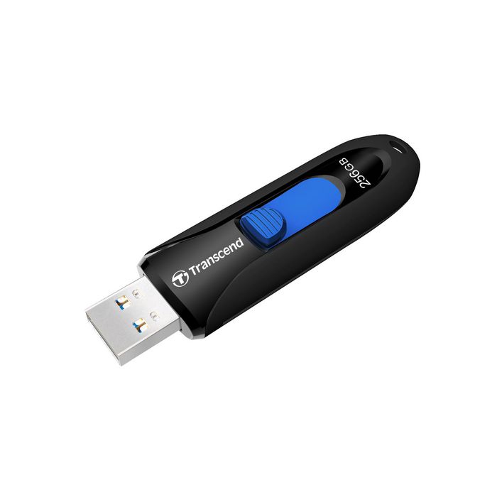 Transcend JetFlash 790 Clé USB 3.1 Gen 1 Rétractable 256 Go - Compacte sans Capuchon avec Connecteur Coulissant