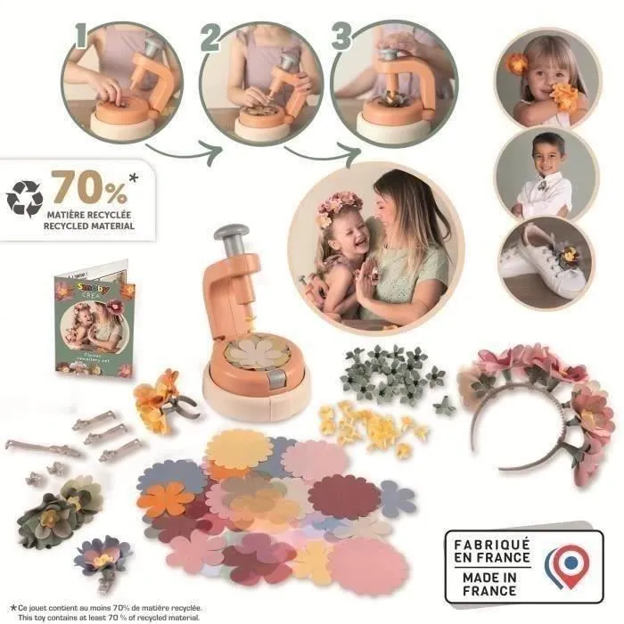 Smoby - Créa Set Bijoux Fleurs - Kit de Création de Bijoux Floraux avec Presse, Pétales, Serre-Tête, Bracelet, Bagues, Pince à Cheveux - Dès 3 Ans Smoby - Créa Set Bijoux Fleurs - Kit de Création de Bijoux Floraux avec Presse, Pétales, Serre-Tête, Bracelet, Bagues, Pince à Cheveux - Dès 3 Ans