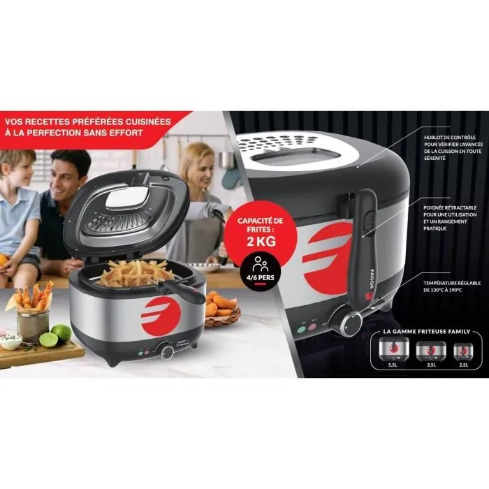 Fagor FG2310 - Friteuse électrique 3,5 litres 1800W, cuve amovible, filtres anti-odeurs, température jusqu'à 190°C