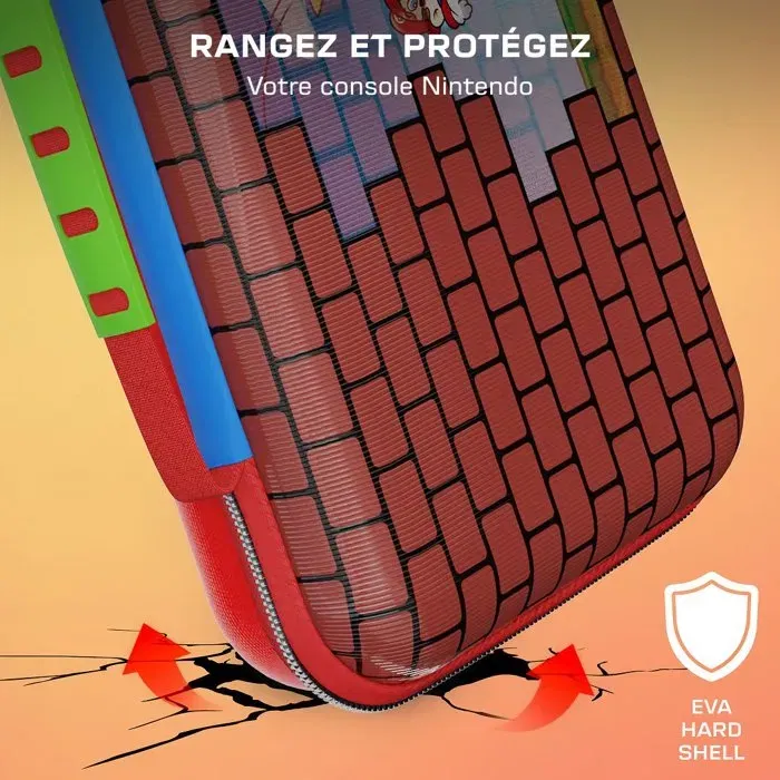 Turtle Beach - Étui de voyage officiel Nintendo Switch 2 Switch OLED Mario Bricks - PlayTrek - Protection EVA renforcée et rangement