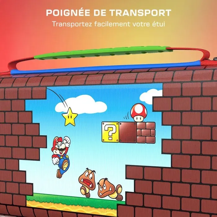 Turtle Beach - Étui de voyage officiel Nintendo Switch 2 Switch OLED Mario Bricks - PlayTrek - Protection EVA renforcée et rangement