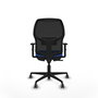 Chaise Alfera Synchro 4 positions tissu Bleu Maille Noir Base en nylon noir Accoudoir 1D Sans appui-tête Roulettes 65mm pour moquette