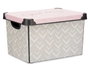 KIPIT Boîte de rangement Vibes 22L avec anse, Gris et Rose