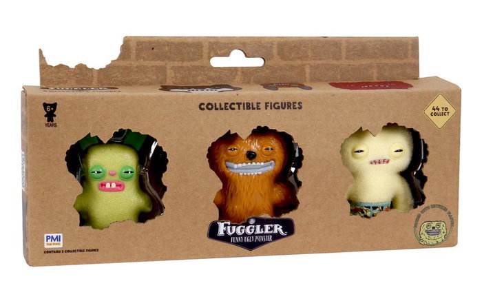 Bizak Lot de 3 Figurines Fuggler, Personnages Drôles et Originaux à Collectionner dès 4 Ans