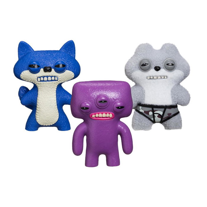 Bizak Lot de 3 Figurines Fuggler, Personnages Drôles et Originaux à Collectionner dès 4 Ans