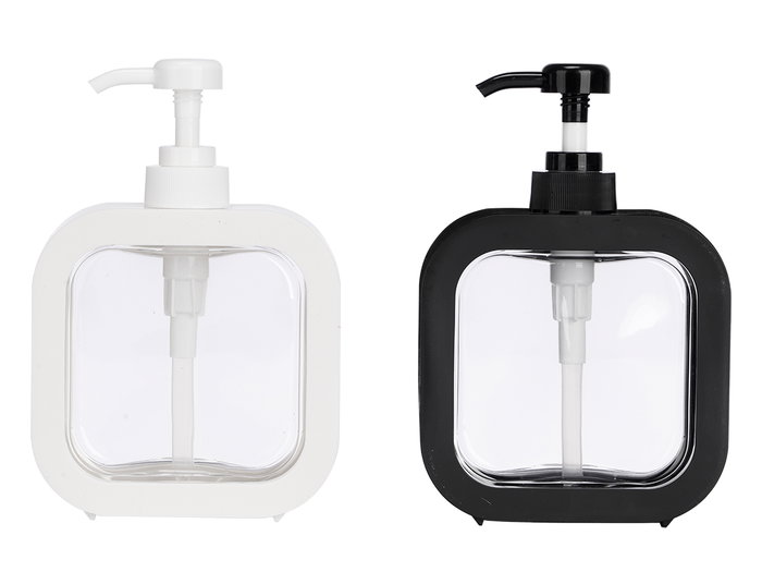 Berilo Distributeur Plastique 500 ml Noir et Blanc 13 x 16.5 x 6 cm (Set de 12)