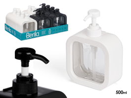 Berilo Distributeur Plastique 500 ml Noir et Blanc 13 x 16.5 x 6 cm (Set de 12)