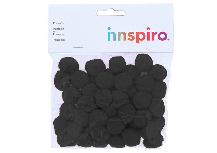 Innspiro Pompons en polypropylène noir 25mm, 50 unités Innspiro Pompons en polypropylène noir 25mm, 50 unités