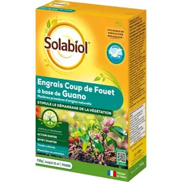 Solabiol Engrais Coup de Fouet - 750 g - Pour Jusqu'à 25 m² - Stimule la Croissance des Plantes avec Guano Marin - Pour Toutes Cultures