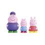 Deqube Peppa Pig - Pack de 3 figurines de bain en goma avec valve anti-moisissures - Peppa, George et Grand-Père Pig (7-10 cm)