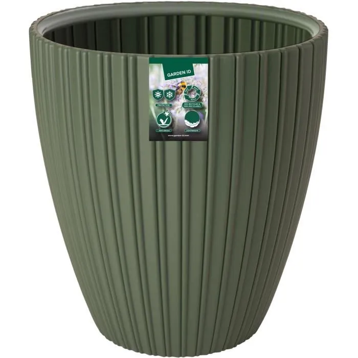Garden ID Pot de fleurs FANCY éco-responsable en plastique recyclé, 40 x 42 cm Vert tilleul, résistant aux chocs, gel et UV, pour jardin, balcon ou intérieur
