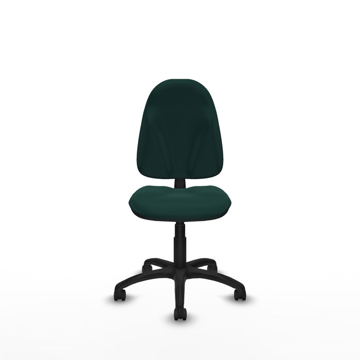 Chaise Algarra Contact permament de base Cuir écologique Vert foncé Structure polyamide noire Sans accoudoirs Sans appui-tête Roulettes pour moquette