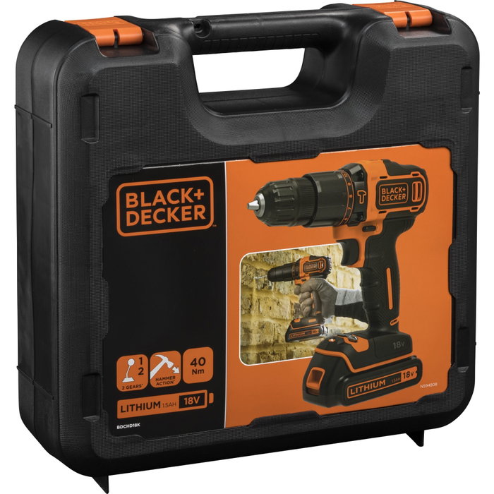Black + Decker BDCHD18K Perceuse-visseuse à percussion sans fil 18V
