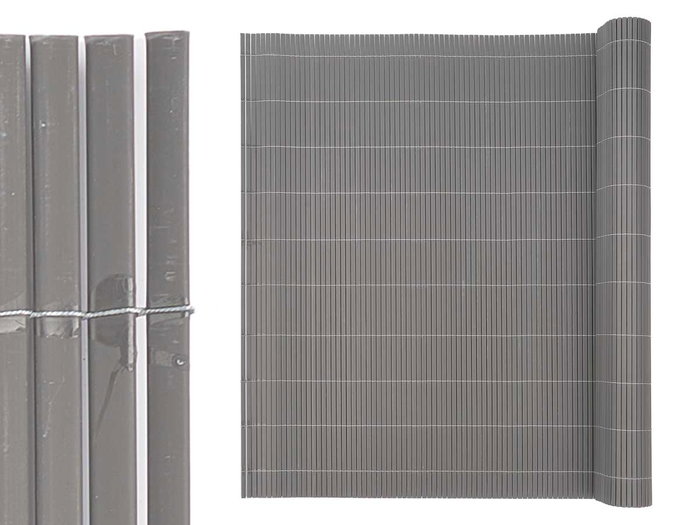 Ibergarden Rouleau de Canisse Gris PVC 300x100x0,3 cm (Set de 6)