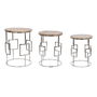 Jeu de 3 tables Home ESPRIT Marron Argenté Naturel Acier Bois de manguier 49,5 x 49,5 x 62 cm